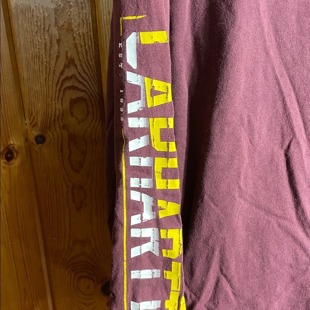 Carhartt Maroon Long Sleeve with Yellow Logo size medium workwear fall top - Picture 4 of 9